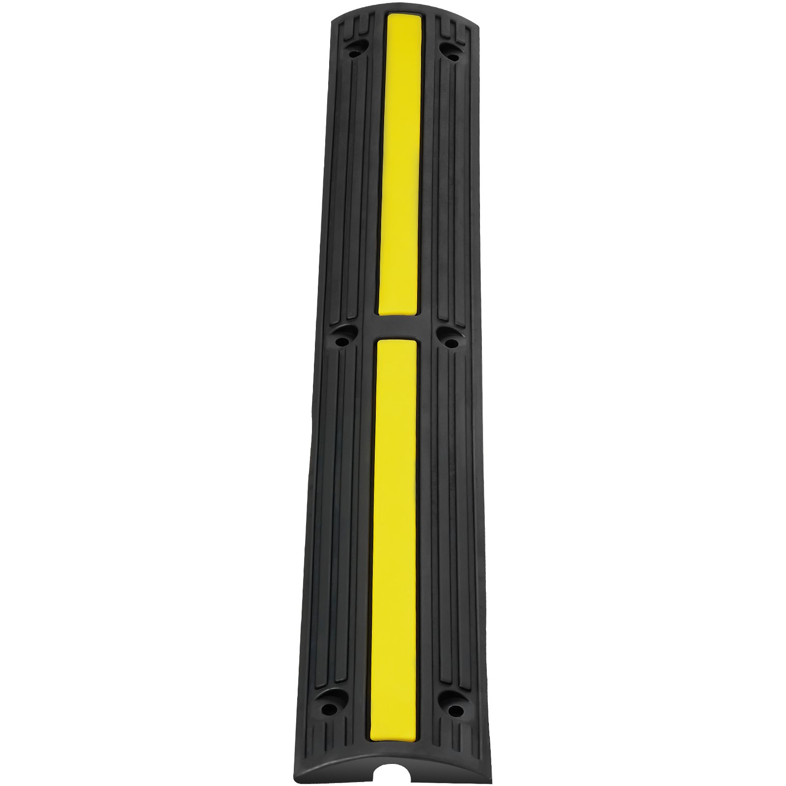 Rampa protectora de cables VEVOR, negra con raya amarilla, diseñada para seguridad y durabilidad.