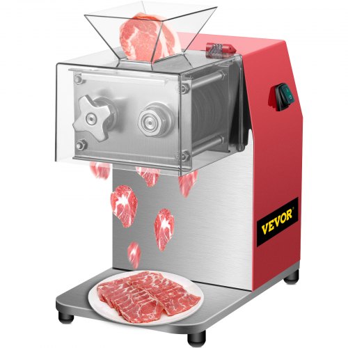 VEVOR Máquina cortadora de carne comercial, 551 Lbs/H 850W Máquina trituradora de carne, cortadora de carne eléctrica de hoja de 5 mm, cortadora de alimentos de restaurante de acero inoxidable, para cocina Supermercado Pollo de res de cordero, rojo