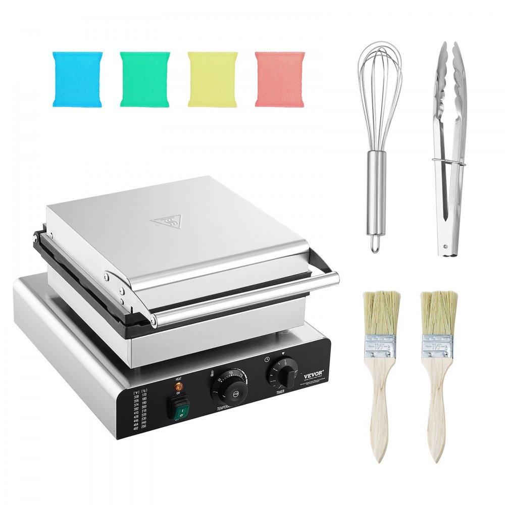 Máquina eléctrica para hacer donas VEVOR, 2000 W, antiadherente, para hacer 9 donas, con 9 agujeros y calefacción de doble cara, ideal para restaurantes y hogares.