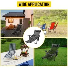 VEVOR Silla de Malla para Campamento Reclinable Plegable, Capacidad Máxima de 150 kg Tumbona de Campamento Altura Ajustable, Material de Malla Transpirable, Silla Plegable para Viajes Pesca Gris