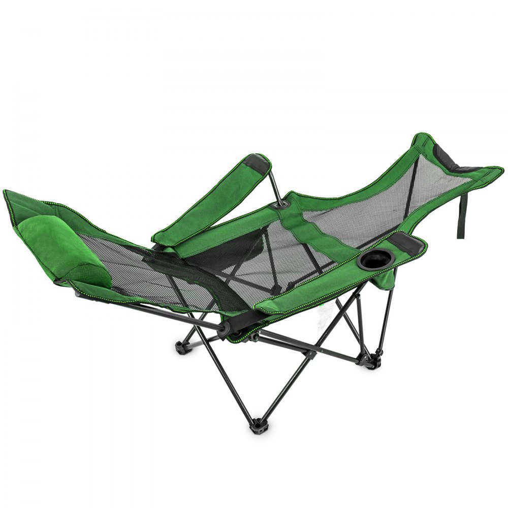 Tuspuzz Silla de Malla para Campamento Reclinable Plegable, Capacidad Máxima de 150 kg Tumbona de Campamento Altura Ajustable, Material de Malla Transpirable, Silla Plegable para Viajes Pesca Verde