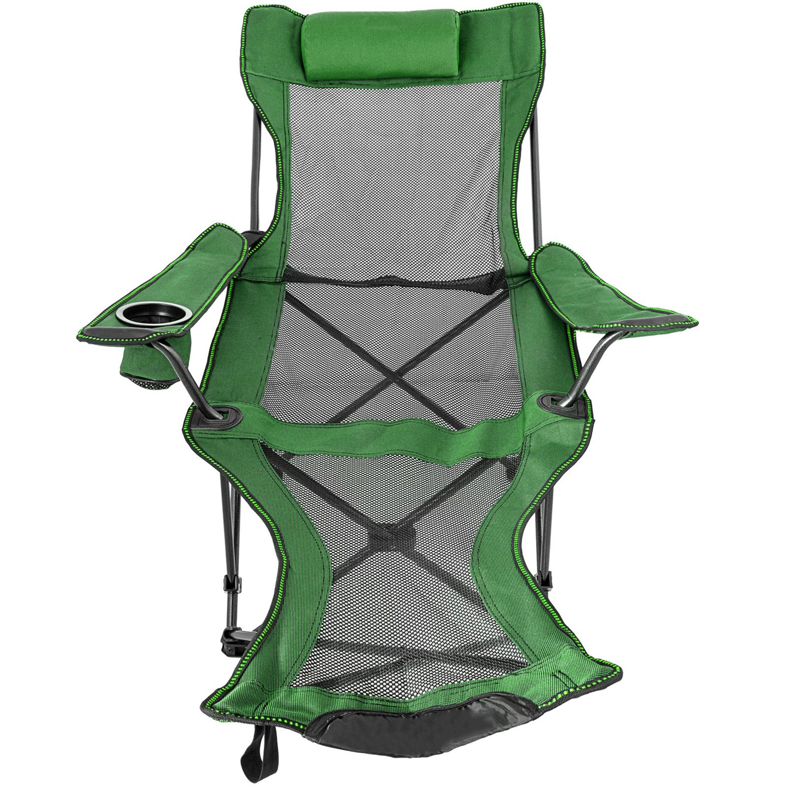 Tuspuzz Silla de Malla para Campamento Reclinable Plegable, Capacidad Máxima de 150 kg Tumbona de Campamento Altura Ajustable, Material de Malla Transpirable, Silla Plegable para Viajes Pesca Verde