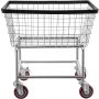 Carrito de lavandería de alambre VEVOR con ruedas rojas y un marco de metal resistente.
