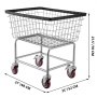 Carrito de lavandería de alambre VEVOR con ruedas rojas, 27x21 pulgadas, 27,5 pulgadas de alto.