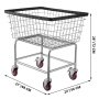 Carrito de lavandería de alambre VEVOR con ruedas giratorias rojas y detalles negros, dimensiones 28&quot; x 27&quot; x 22&quot;.