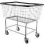 Carrito de lavandería de alambre VEVOR con ruedas rojas y un marco de metal resistente.