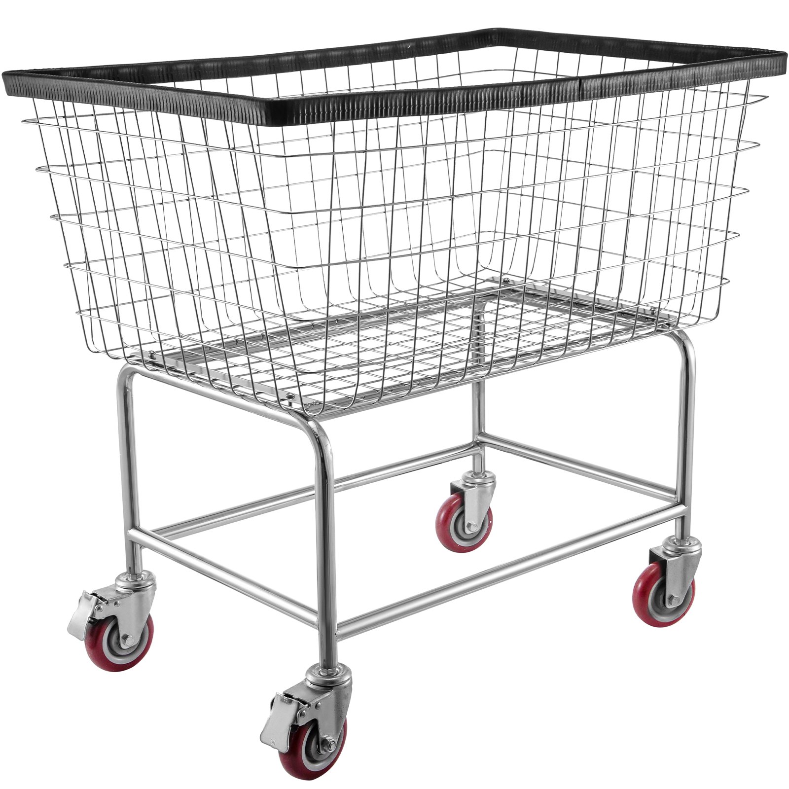 Carrito de lavandería de alambre VEVOR con ruedas giratorias rojas y estructura de metal resistente