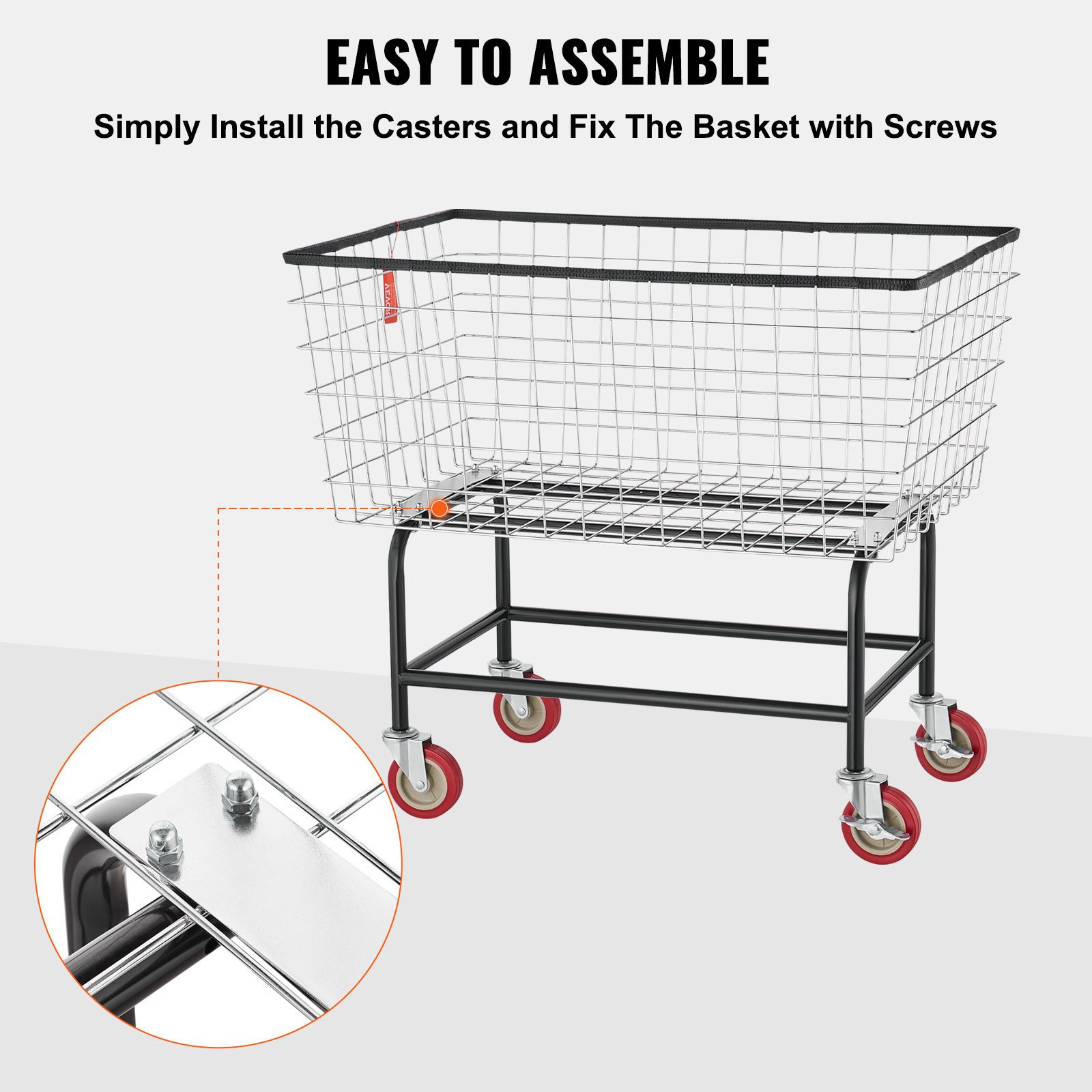 Carrito de lavandería de alambre VEVOR, cesta de lavandería de alambre de 4,5 bushels con ruedas, 35\'\' x 15,7\'\' x 22\'\', carrito de lavandería de alambre comercial, estructura de acero con acabado cromado, ruedas de 5\'\', carrito de cesta de alambre para Lau