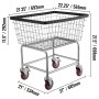 Carrito de lavandería de alambre VEVOR con dimensiones: 27,5&quot; de alto x 27,25&quot; de ancho x 21&quot; de profundidad.