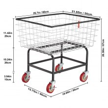 VEVOR Carro de Alambre para Lavandería Cesto de Alambre para Lavandería 2.5 Bushel de Servicio Pesado con Ruedas de 4''