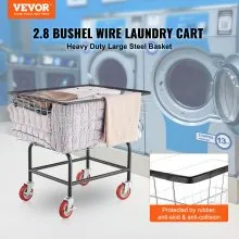 VEVOR Carro de Alambre para Lavandería Cesto de Alambre para Lavandería 2.5 Bushel de Servicio Pesado con Ruedas de 4''