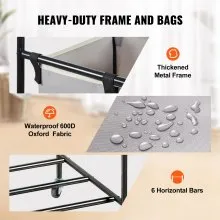 VEVOR Cesto para la colada de 3 secciones, organizador de almacenamiento para cesto de ropa resistente, carrito clasificador de ropa con ruedas resistentes con cerradura para ropa sucia en el cuarto d