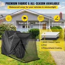 VEVOR Refugio para motocicleta, cubierta impermeable para motocicleta, cobertizo para motocicleta resistente, cobertizo para motocicleta Oxford 600D anti-UV, 106.3 x 41.3 x 61 pulgadas, tienda de campaña de almacenamiento de refugio negro con cerradura y bolsa de peso