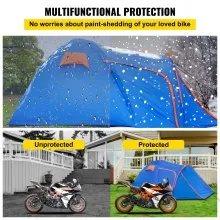 Tienda de campaña para motocicleta VEVOR, tienda de campaña para motocicleta para 2-3 personas para acampar, tienda de campaña impermeable para motocicleta con puerto integrado para motocicleta, tienda de campaña para motocicleta de fácil instalación para senderismo al aire libre y mochilero
