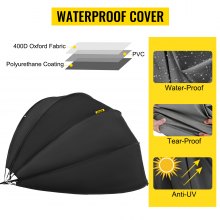 VEVOR Funda impermeable para motocicleta, refugio para motocicleta, cobertizo para motocicleta de alta resistencia, material Oxford 600D, cobertizo para moto, anti-UV, almacenamiento de refugio negro, tienda de campaña en forma de cúpula con bolsa de transporte