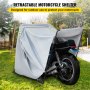 VEVOR Refugio para motocicletas, cubierta impermeable para motocicletas, cobertizo resistente para motocicletas, cobertizo para motocicletas Oxford 420D Anti-UV, 106.3"x41.3"x62.9" Carpa de almacenamiento plateada con candado y bolsa de pesas