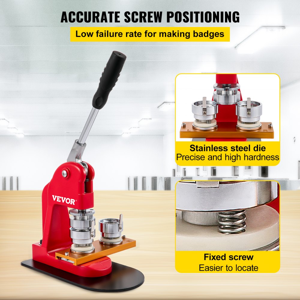 VEVOR Máquina Para Fabricar Botones Máquina De Prensa De Insignias Máquina de botones para hacer insignias de botón (37 mm)