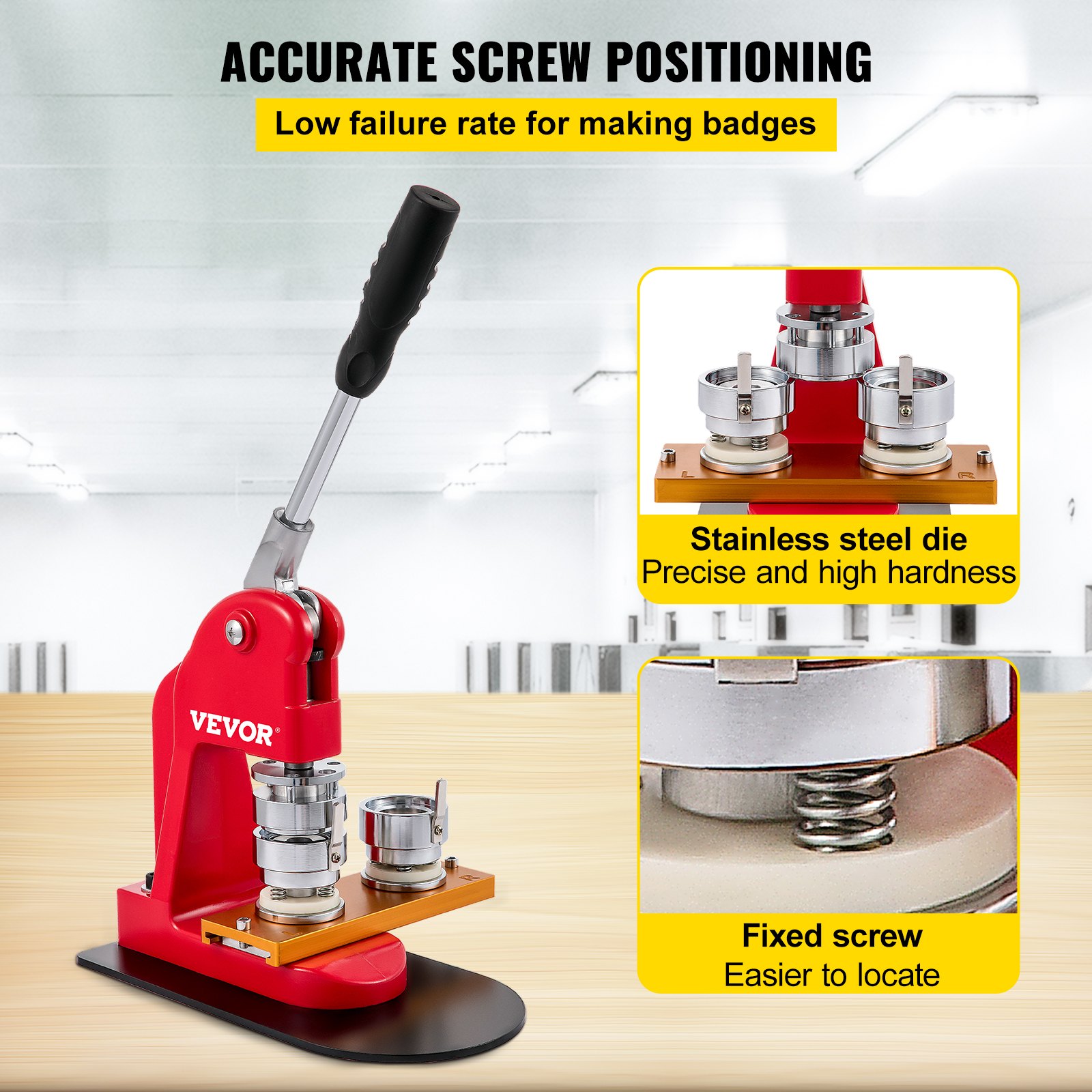 VEVOR Máquina Para Fabricar Botones Máquina De Prensa De Insignias Máquina de botones para hacer insignias de botón (37 mm)