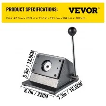 VEVOR Troqueladora gráfica de 1-1/4/32 mm troqueladora redonda de hierro fundido troqueladora gráfica manual de botón de presión troqueladora