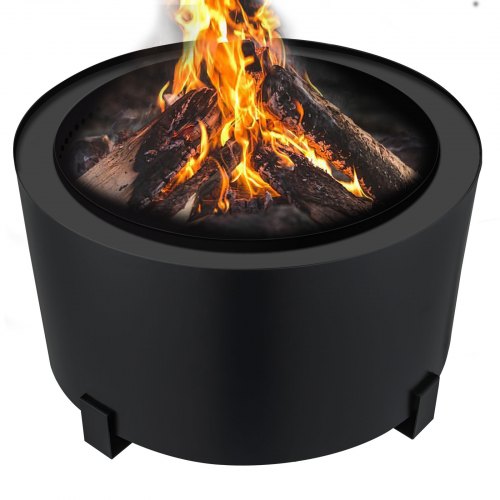VEVOR Pozo de Fuego Acero al Carbono Pintado de Negro Brasero sin Humo 22,56kg