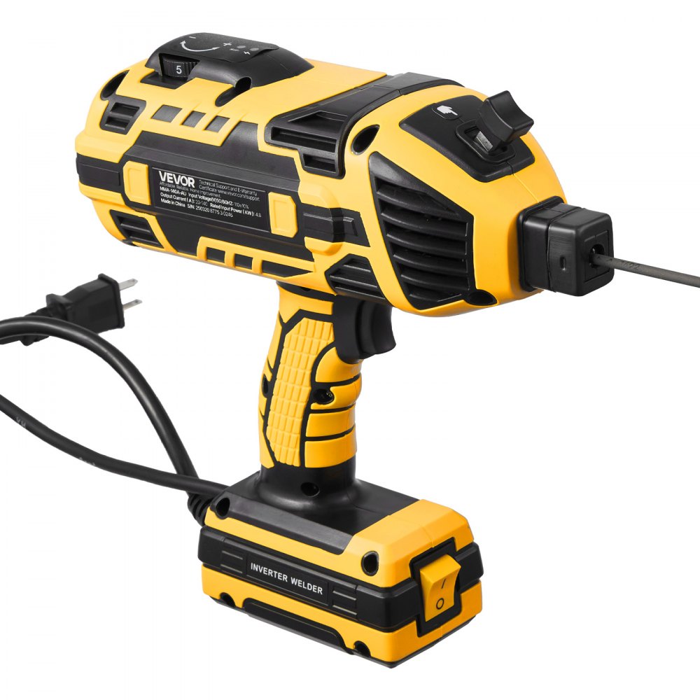 Soldadora portátil VEVOR, 20-140 A, con ajuste de corriente de 5 niveles e inversor IGBT, 110 V, con función de arranque en caliente, compatible con varillas de soldadura de 1/16" a 1/8".