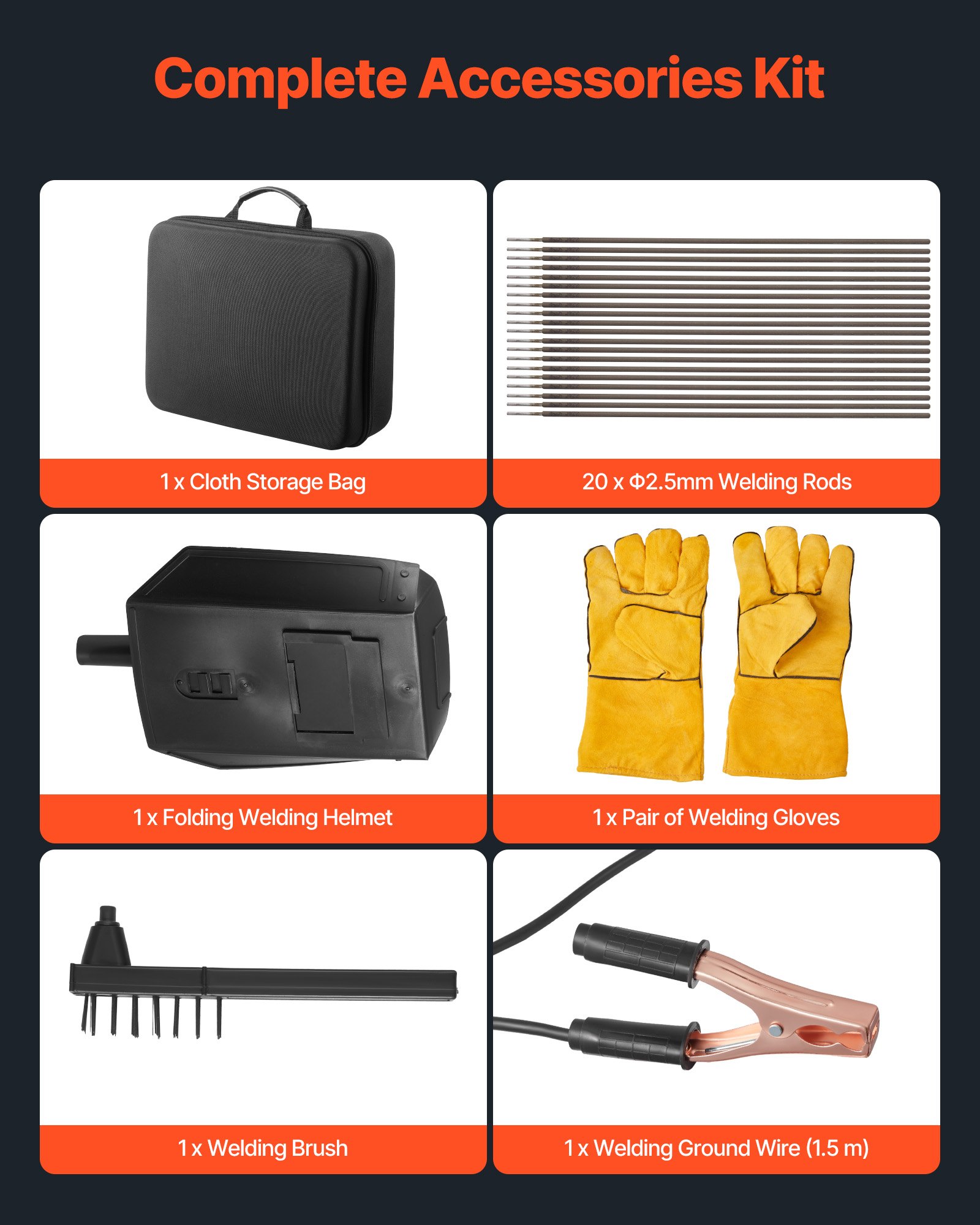 Soldadora portátil VEVOR, 20-140 A, con ajuste de corriente de 5 niveles e inversor IGBT, 110 V, con función de arranque en caliente, compatible con varillas de soldadura de 1/16" a 1/8".