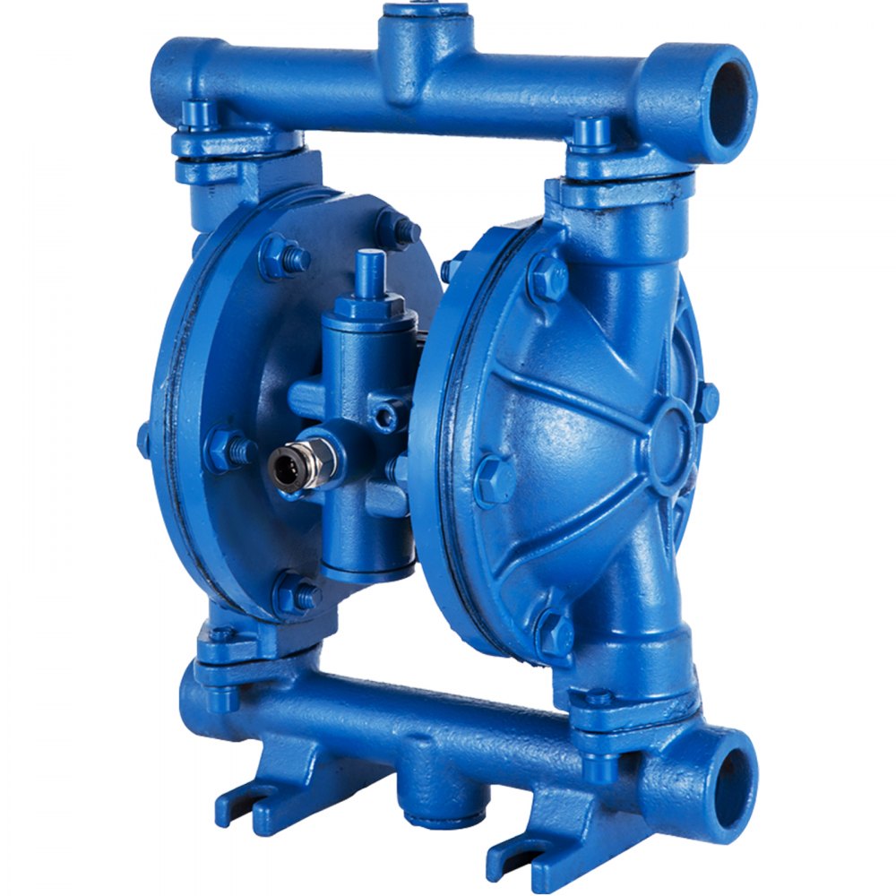 VEVOR Bomba Neumática de Doble Diafragma Entrada y Salida de 1/2" Hierro Fundido 8,8 GPM 120 PSI Bomba Neumática de Transferencia de Diafragma de Nitrilo para Petróleo, Diesel, Aceite, Color Azul