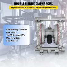 VEVOR Bomba de Doble Diafragma Neumática de 8,8 GPM con Entrada y Salida de 1/2"