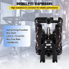 Bomba neumática de doble diafragma QBY4-25L F46 35 GPM Entrada y salida de 1 pulgada