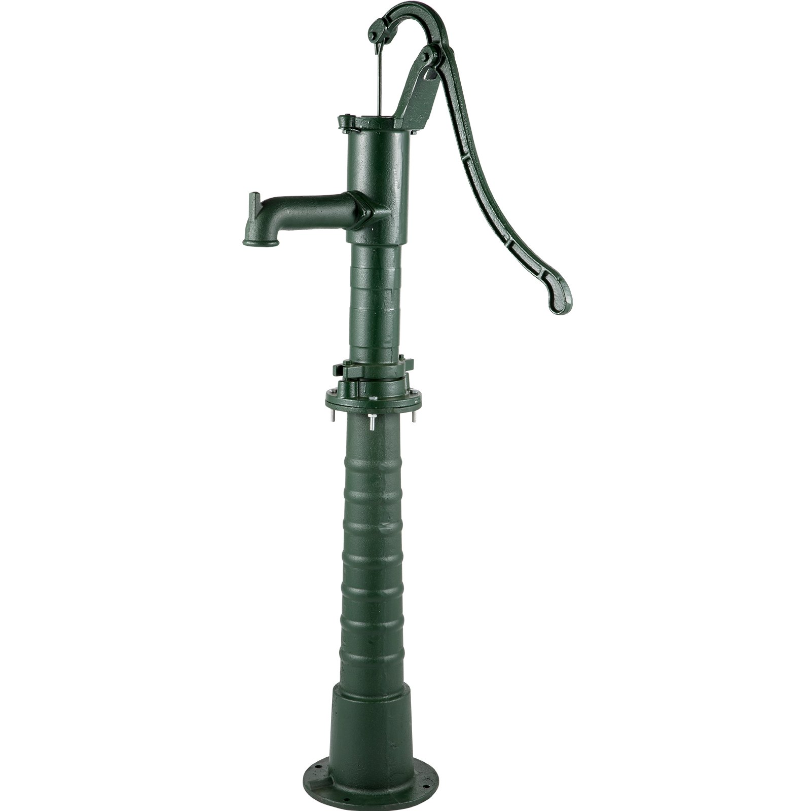 Bomba de agua manual VEVOR con cuerpo de hierro fundido y mango curvo.