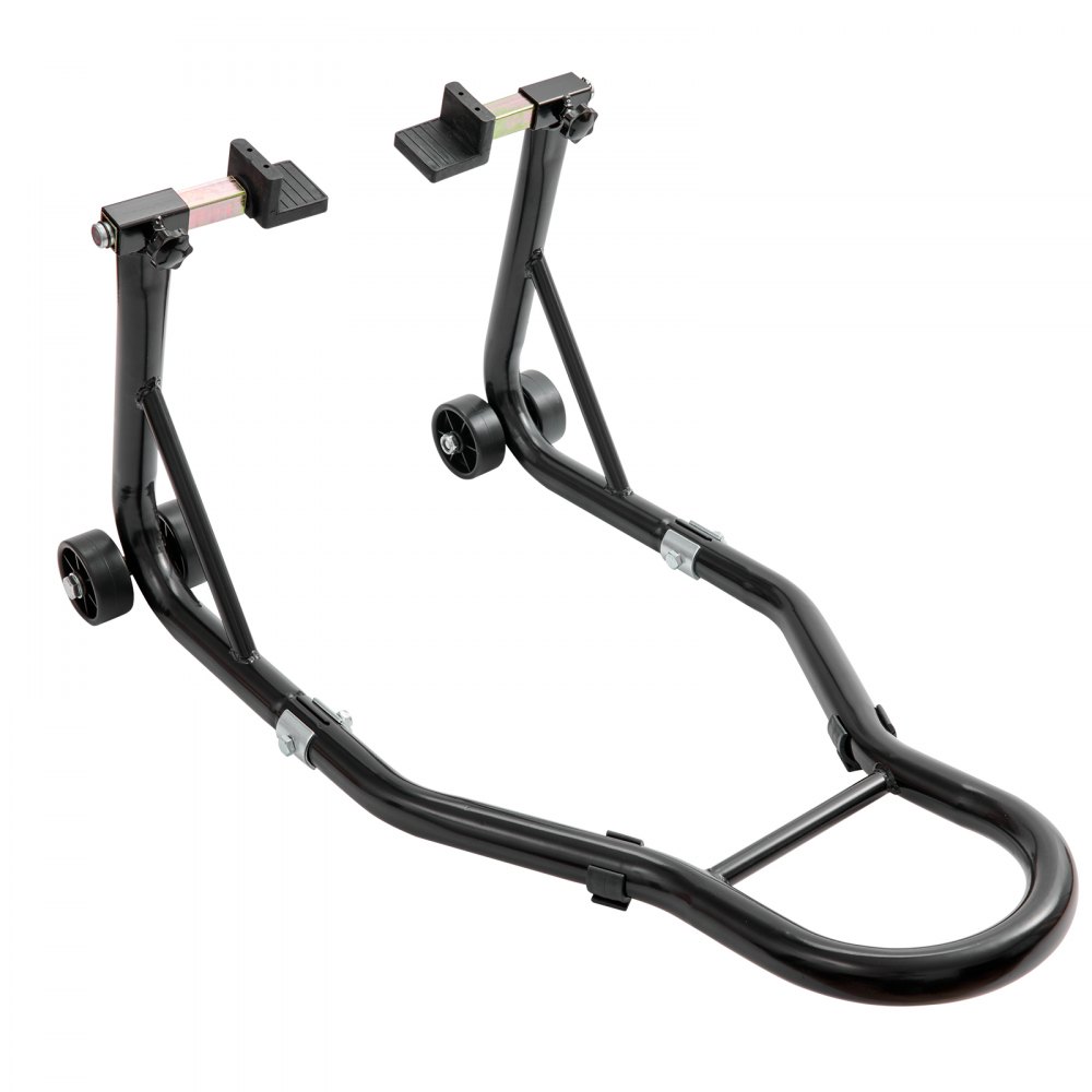 VEVOR Soporte para rueda trasera de motocicleta, con carrete basculante de horquilla U + L, capacidad de 850 libras, soporte para rueda trasera resistente, soporte para gato elevador de motocicleta, p