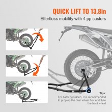 VEVOR Soporte elevador para motocicleta, soporte combinado delantero trasero de 850 libras, soporte para horquilla de rueda delantera y trasera, carrete de brazo basculante de horquilla U+L, compatibl