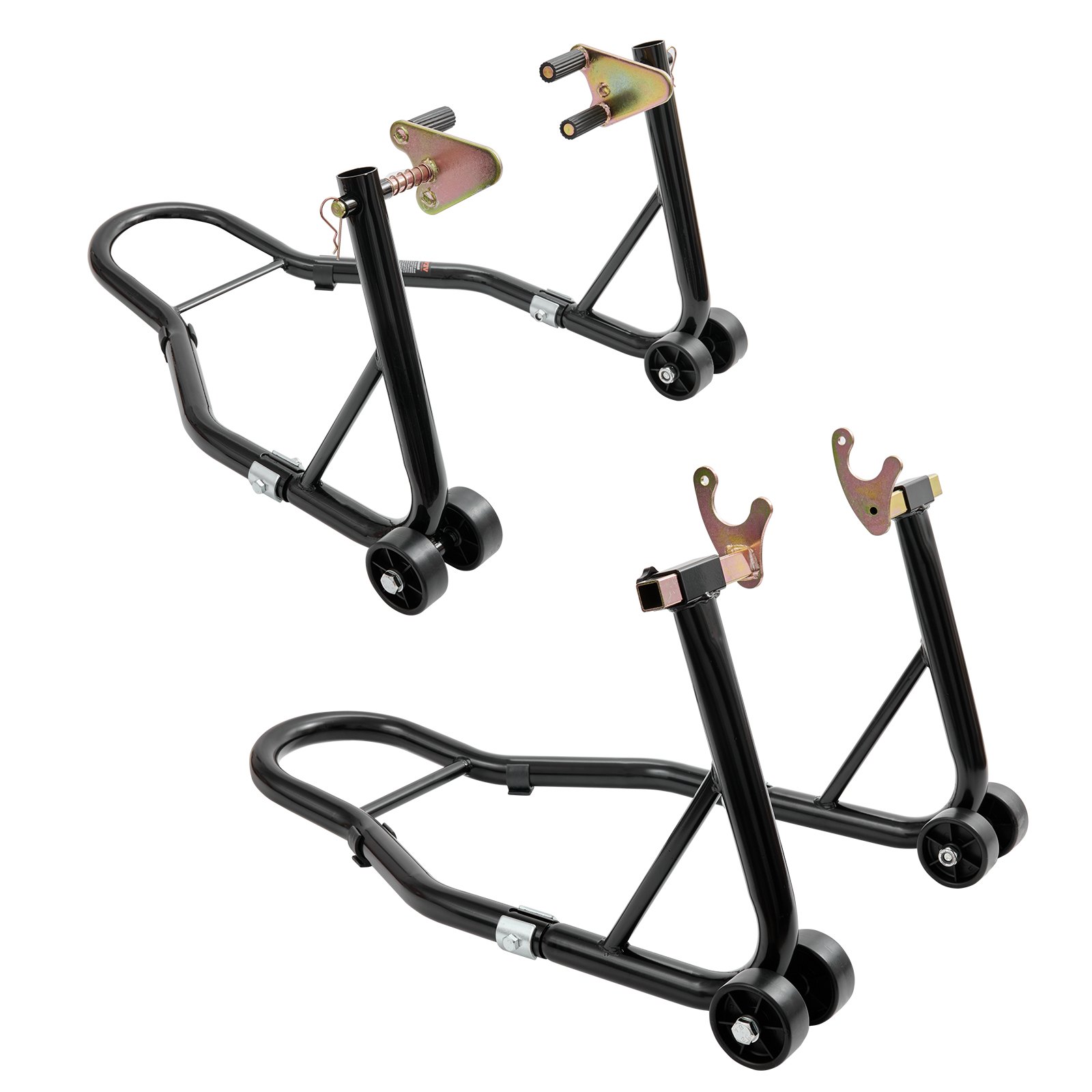 VEVOR Soporte elevador para motocicleta, soporte combinado delantero trasero de 850 libras, soporte para horquilla de rueda delantera y trasera, carrete de brazo basculante de horquilla U+L, compatibl