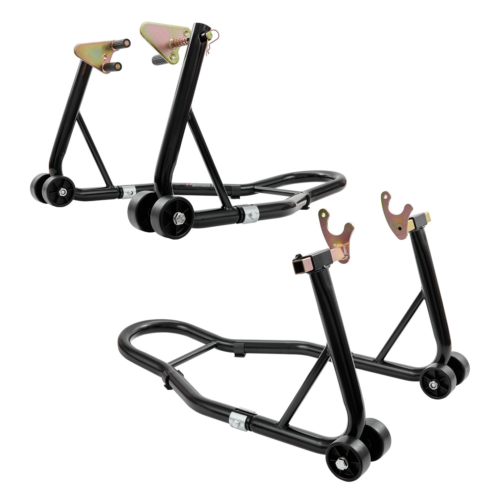 VEVOR Soporte elevador para motocicleta, soporte combinado delantero trasero de 850 libras, soporte para horquilla de rueda delantera y trasera, carrete de brazo basculante de horquilla U+L, compatibl