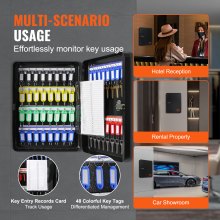 VEVOR Gabinete de 48 llaves, caja fuerte para llaves con combinación y cerradura de llave, caja de almacenamiento de seguridad digital, organizador de llaves de acero con estantes ajustables, 48 ​​etiquetas coloridas para llaves y una tarjeta de registro para la escuela, oficina, hotel