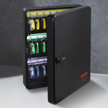 VEVOR Gabinete de 48 llaves, caja fuerte para llaves con combinación y cerradura de llave, caja de almacenamiento de seguridad digital, organizador de llaves de acero con estantes ajustables, 48 ​​etiquetas coloridas para llaves y una tarjeta de registro para la escuela, oficina, hotel