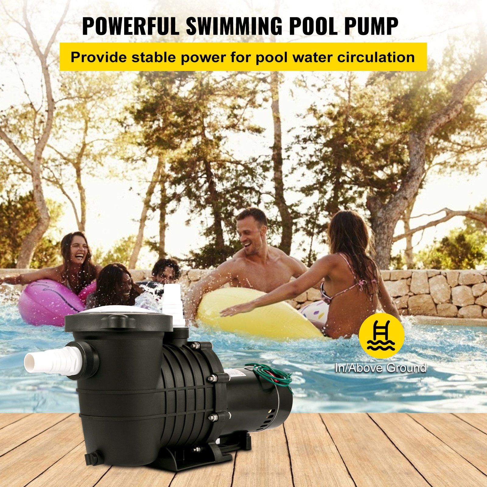 VEVOR Bomba de piscina 2.0HP 110V, Potente bomba autocebante 1500W 6657GPH, Bomba de piscina para interior/sobre el suelo, Bomba de filtro de velocidad única con cesta coladora, Bomba de piscina de alto flujo probada según los estándares