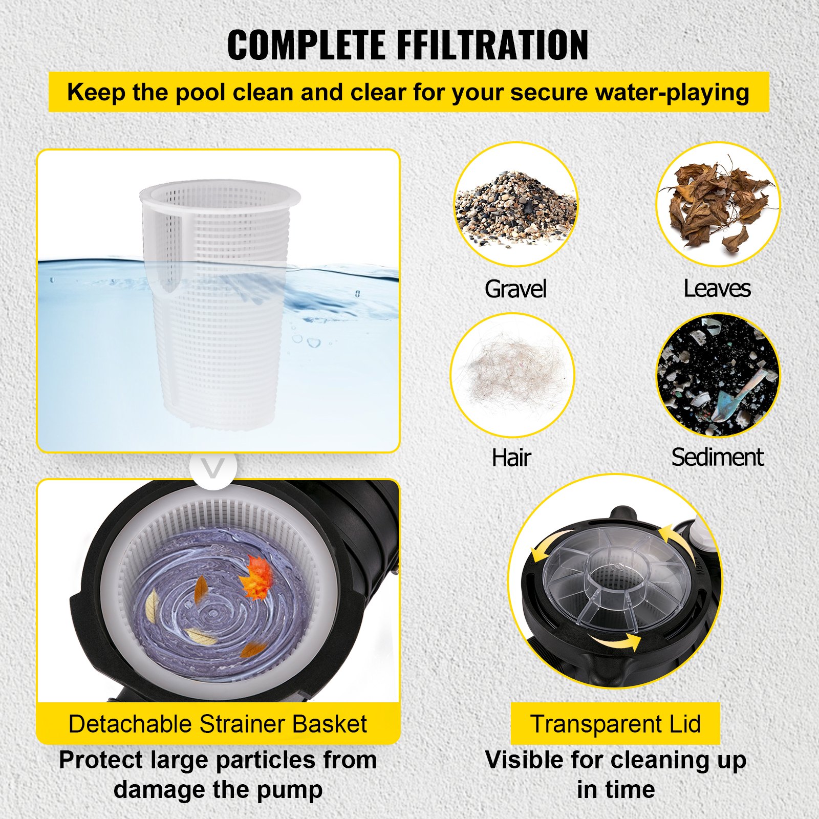 Tuspuzz Bomba de Piscina 750 W Bomba para Piscinas 5544 GPH Bomba Depuradora Piscina 110/220 V Bomba de Filtro para Piscinas 3250 RPM Bomba de Circulación para Piscina Protección de Sobrecarga Térmica