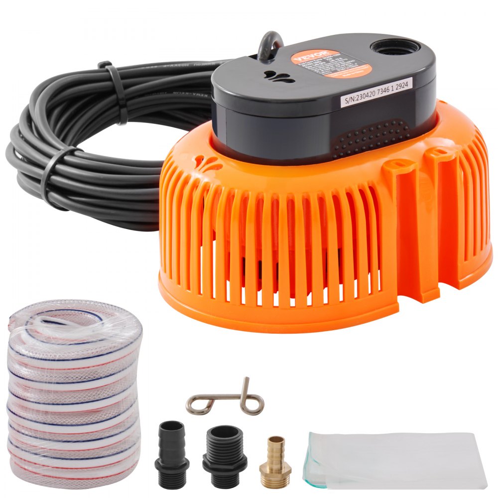 VEVOR Bomba sumergible para cubierta de piscina, natación, 1/10 HP, 75 W, 540 GPH con cable de 25 pies