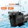 Bomba para piscina elevada VEVOR, 1.5 HP, 100 GPM, de una sola velocidad, 110 V/240 V, 3450 RPM, altura máxima de 15 m, con filtro, para piscinas elevadas, jacuzzis y spas.