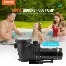 VEVOR Bomba de piscina sobre el suelo, 1,5 HP, 100 GPM Bomba de piscina de una sola velocidad, 110 V/240 V 3450 RPM 50,9 pies de cabeza máxima con cesta de filtro, para piscinas sobre el suelo, jacuzzis, spas, probado según los estándares UL