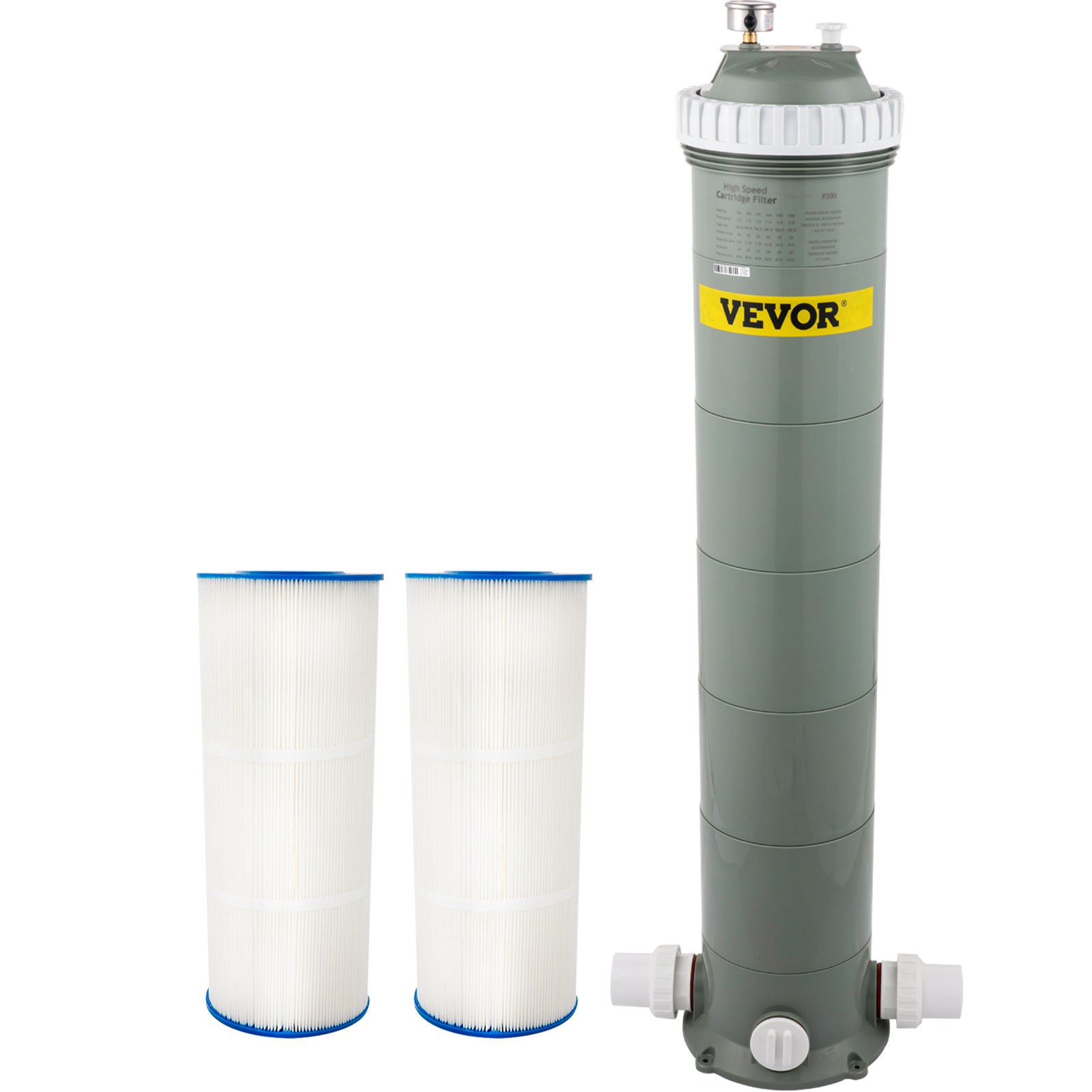Filtro de cartucho para piscina VEVOR con dos cartuchos de repuesto.