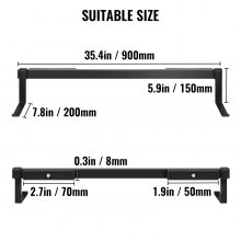 Soportes de caja de ventana VEVOR Soportes de caja de maceta de 88 libras 35.4 x 7.8 x 5.9 pulgadas Soporte de montaje de maceta negra Material de hierro Soporte de suspensión de caja de ventana negra para caja de flores Soporte de caja de ventana duradero