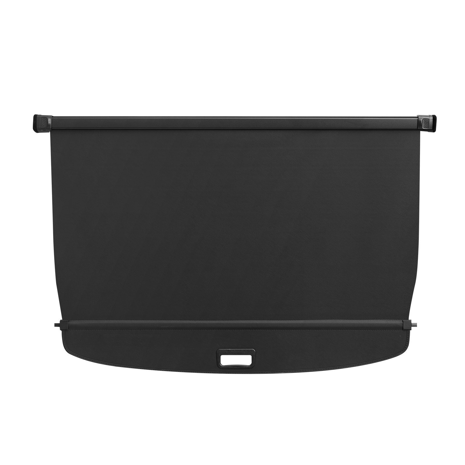 Funda de carga retráctil VEVOR negra para vehículos con asa y clips de fijación laterales.
