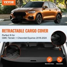 VEVOR Cubierta de carga retráctil para GMC Terrain + Chevrolet Equinox 2018-2024