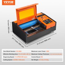 VEVOR 40W - Grabador láser de CO2 de escritorio, 12 x 8 pulgadas, 11,8 IPS, máquina de corte láser con tubo láser refrigerado por agua, compatible con CorelDRAW, Windows XP 7 8 10, EMF, JPG, PLT, WMF, para madera, acrílico y tela