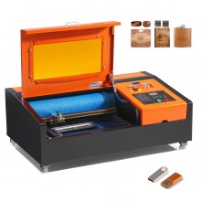 VEVOR 40W - Grabador láser de CO2 de escritorio, 12 x 8 pulgadas, 11,8 IPS, máquina de corte láser con tubo láser refrigerado por agua, compatible con CorelDRAW, Windows XP 7 8 10, EMF, JPG, PLT, WMF, para madera, acrílico y tela