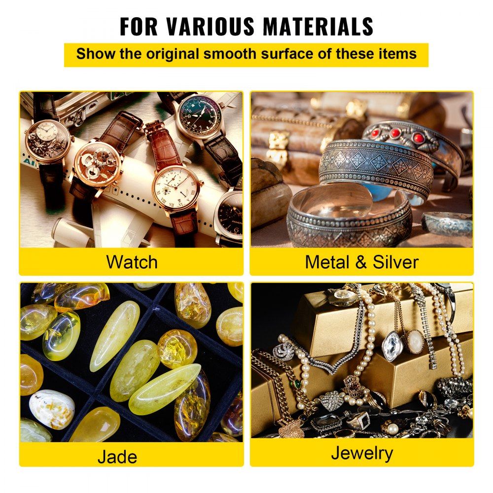 Reloj, metal y plata, jade y joyas pulidos hasta obtener un acabado suave con la pulidora de banco VEVOR.