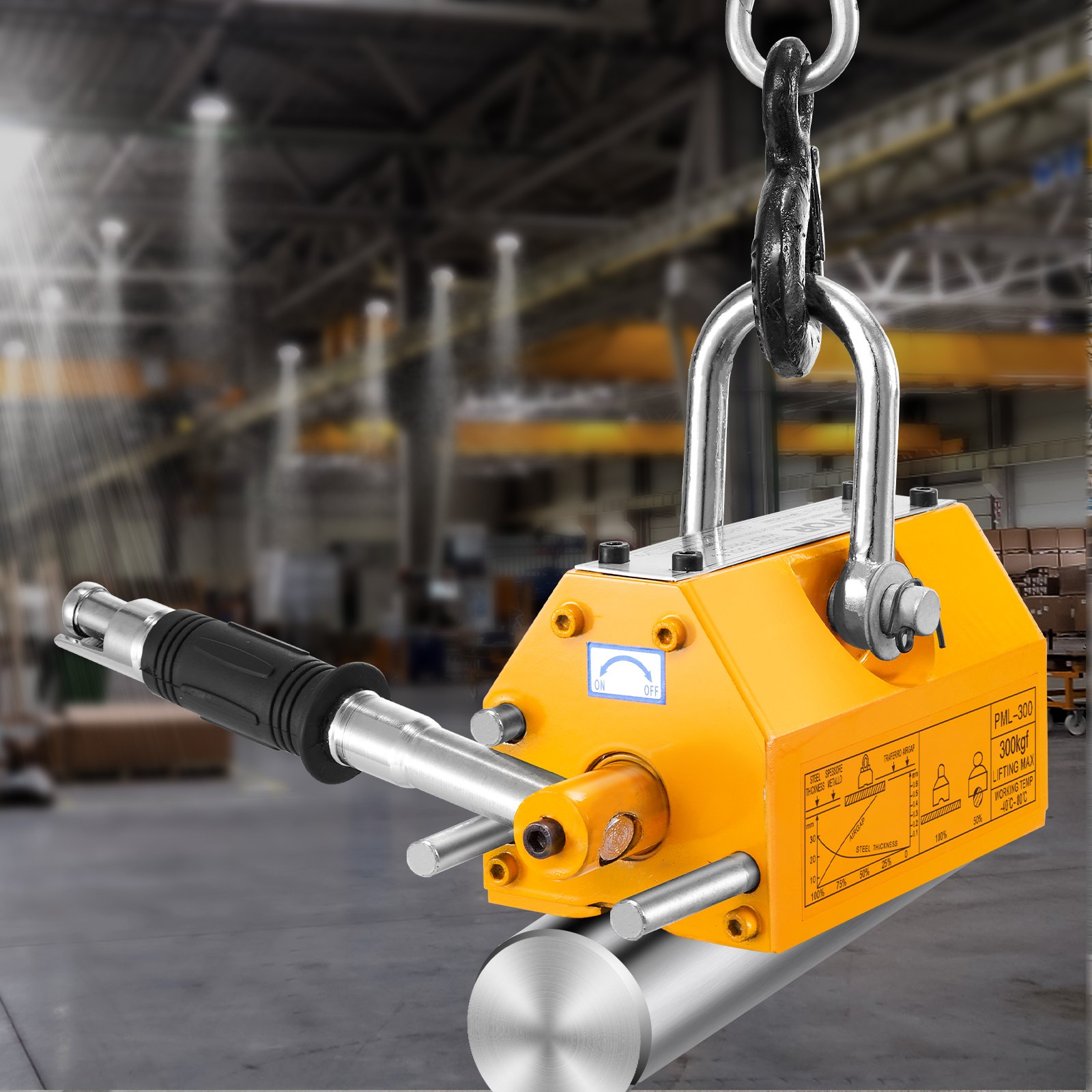 VEVOR Elevador magnético, capacidad de tracción de 660 lbs/300 kg, factor de seguridad 2,5, neodimio y acero, imán de elevación con liberación, imanes de elevación permanentes, imán resistente para polipasto, grúa de taller, bloque, tablero