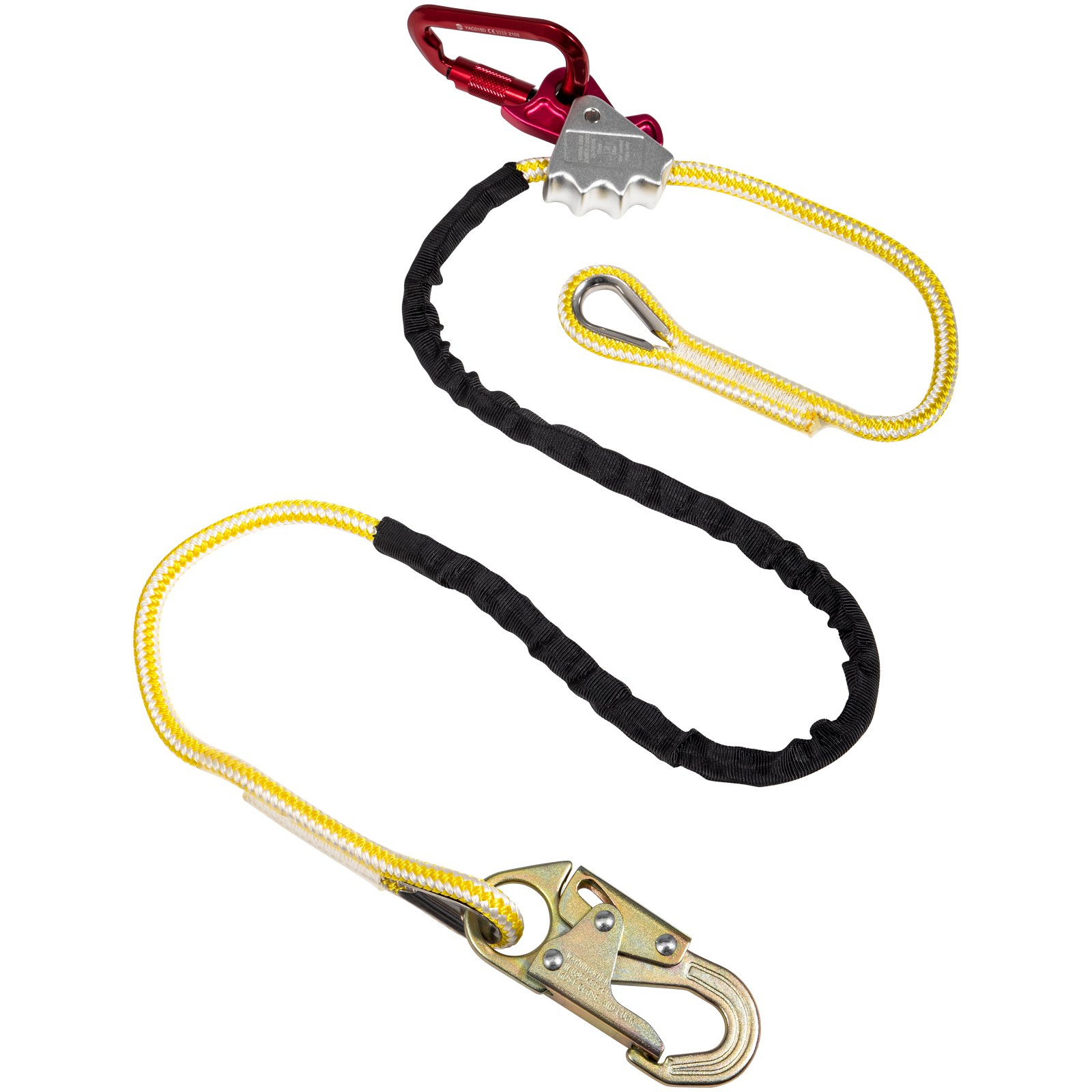 Cordón de posicionamiento VEVOR, cuerda de posicionamiento de 1/2 pulgada x 10 pies, cordón de poliéster Arborist para escalador de árboles, cordón de posición de trabajo ajustable para protección contra caídas con agarre de cuerda, gancho a presión, anillo en D